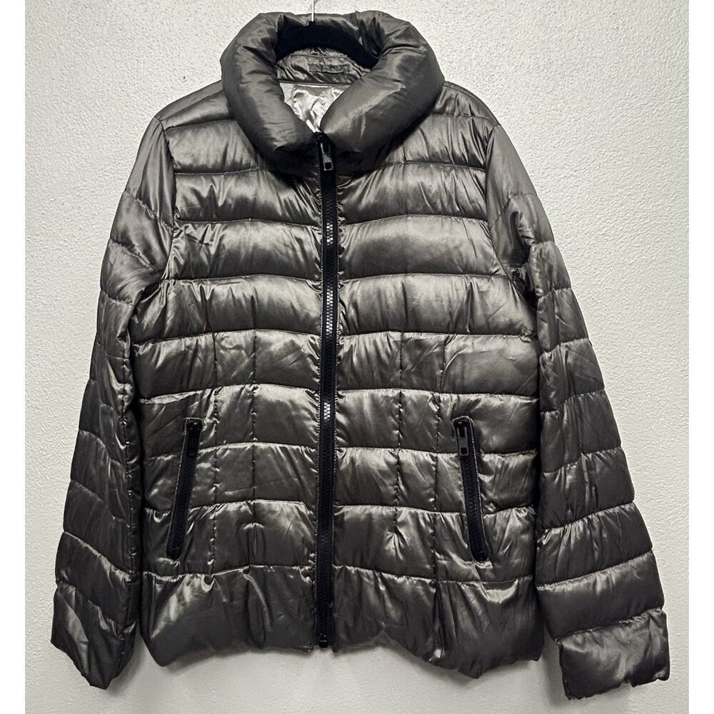 Covington Packable Duck Down Puffer Coat Jacket Size Medium Pewter W/bag Hiking